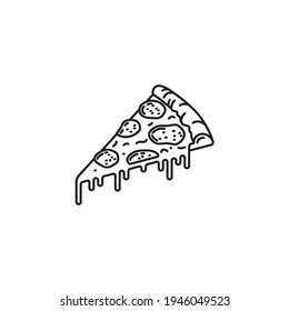 Slice of Pepperoni Pizza vector line icon for Pepperoni Pizza Day on September 20.