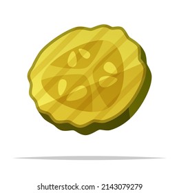 Slice of pickled cucumber vector isolated illustration