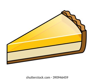 A slice of pie: cheesecake with lemon yellow jelly topping.