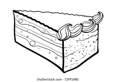 Slice of a pie with a cream. A children's sketch