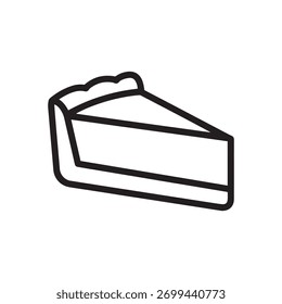 Slice of pie icon outline simple vector illustration on white background