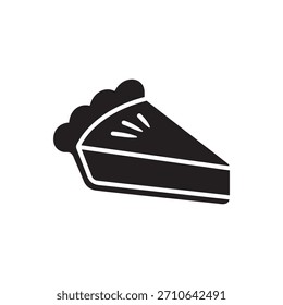 Slice of pie icon in silhouette vector graphic design element dessert