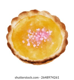 a slice of pie with a pink sprinkle on top
