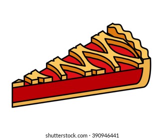 A slice of pie: raspberry / strawberry with lattice top.