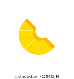 A slice of pineapple in cartoon style. Flat a slice of pineapple. Vector graphic illustration.