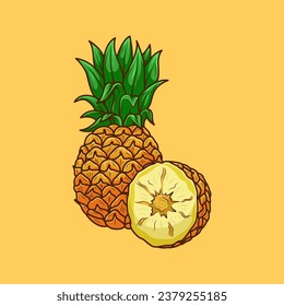 slice of pineapple vector illustration