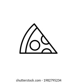 Eine Scheibe Pizza schwarzes Symbol. Abstraktes Fast Food-Konzept. Trendy flaches, isoliertes Symbol, Zeichen kann verwendet werden für: Umriss, Logo, Mobil, App, Emblem, Design, Web, dev, ui, ux, gui. Vektor EPS10