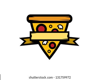 Slice of Pizza with Blank Banner.