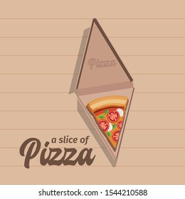 Slice of Pizza in box Vector Illustration