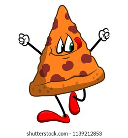 The Slice Of Pizza Cartoon Characters Vector