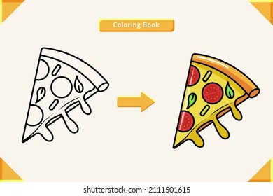 Slice Pizza cartoon coloring book. coloring book for kids