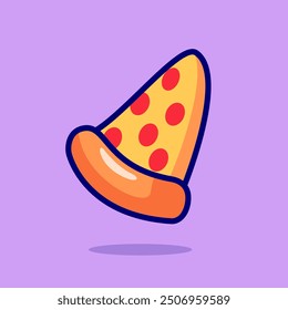 Slice Of Pizza Cartoon Vector Icon Illustration. Food Object Icon Concept Isolated Premium Vector. Flat Cartoon Style