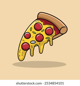 Slice pizza cartoon vector icon illustration with food concept.
