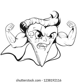slice of pizza character animation, superhero vector illustration

