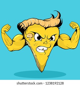 slice of pizza character animation, superhero vector illustration