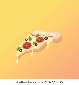 Rebanada de pizza con queso, tomates y aceitunas