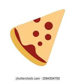 A slice of pizza with cheese for use in menu design. Vector isolated image for use in clipart or restaurant design