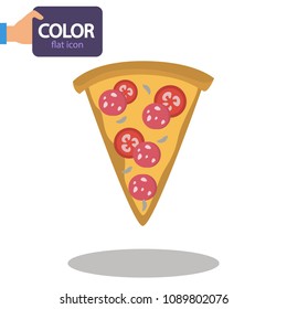 Slice of pizza color flat icon