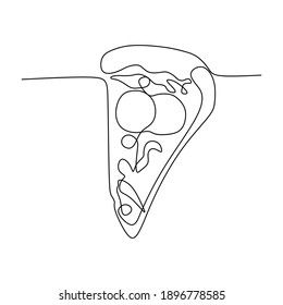 Slice of pizza. Continuous one line drawing
