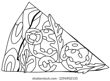 Slice of pizza, decorative zentangle vector illustration