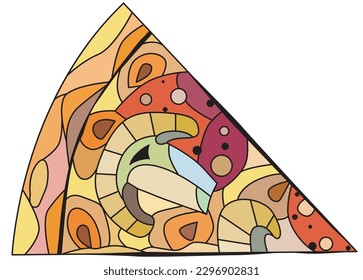 Baraja de pizza, ilustración decorativa del vector de zentángulo