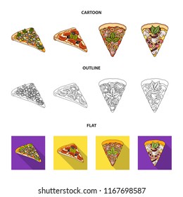 A slice of pizza with different ingredients. Different pizza set collection icons in cartoon,outline,flat style vector symbol stock illustration web.