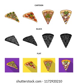 A slice of pizza with different ingredients. Different pizza set collection icons in cartoon,black,flat style vector symbol stock illustration web.