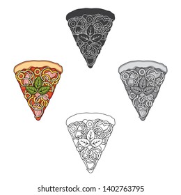 A slice of pizza with different ingredients. Different pizza single icon in cartoon,black style vector symbol stock illustration web.