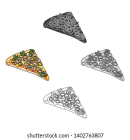 A slice of pizza with different ingredients. Different pizza single icon in cartoon,black style vector symbol stock illustration web.