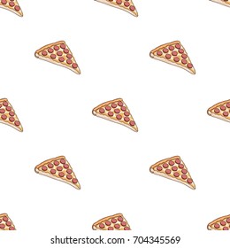 A slice of pizza with different ingredients. Different pizza single icon in cartoon style vector symbol stock illustration web.