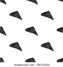 A slice of pizza with different ingredients. Different pizza single icon in black style vector symbol stock illustration web.