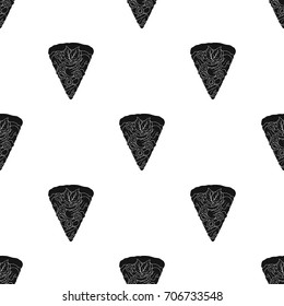 A slice of pizza with different ingredients. Different pizza single icon in black style vector symbol stock illustration web.