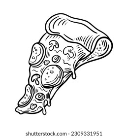 Slice of Pizza Doodle Illustration