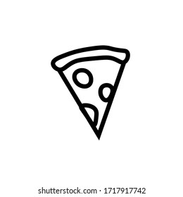 
Slice of pizza in doodle style isolated on white background. Signature Icon. Vector outline illustration. Can be used as icon or symbol. Decor element. Hand drawn black sketch.