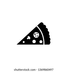 Slice of Pizza, Fast Food. Flat Vector Icon illustration. Simple black symbol on white background. Slice of Pizza, Fast Food sign design template for web and mobile UI element