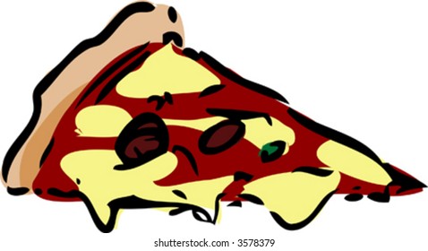 Slice von Pizza Fast Food, handgezeichnet mit Tinte