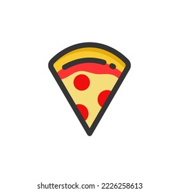 Slice of Pizza Filled Outline Icon. Pizza Logo. Vector Illustration. Isolated on White Background. Editable Stroke