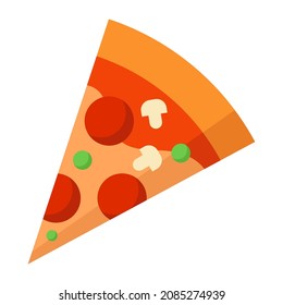 slice of pizza flat clipart vector illustration