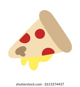 Slice of pizza. Flat vector design. Fast food illustration. Hand drawn graphic design on white background.