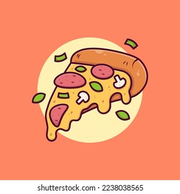 Slice pizza floating cartoon vector