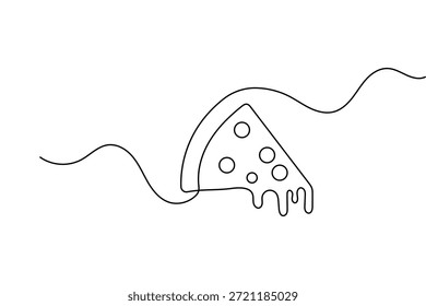 Slice of pizza food icon continuous one line drawing and minimalist style isolate outline vector