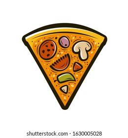 Slice of pizza. Food symbol vector illustration