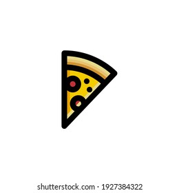 A Slice of Pizza Foods Icon Logo Vector Illustration. Outline Style.
