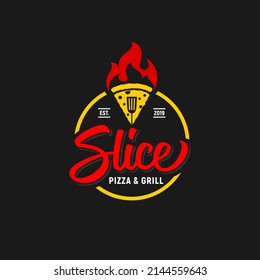 Slice Pizza And Grill Logo Inspiration