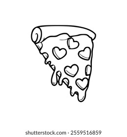 A slice of pizza with hearts on it