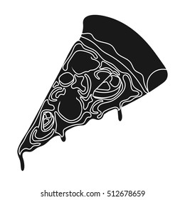 Slice of pizza icon in black style isolated on white background. 