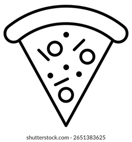 Pizzaschnitt Symbol Schwarz-Weiß Umriss flaches Zeichen Vektor