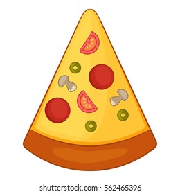 Slice of pizza icon. Cartoon illustration of slice of pizza vector icon for web design