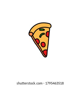 Ein Stück Pizzasymbol. Fast Food, Vektorgrafik. Pizza einzeln auf weißem Hintergrund