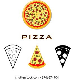 slice of pizza icon isolated on white background. pizza icon.